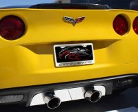 2005-2013 Corvette C6 License Plate Frame Corvette Inlay Lettering - Brushed Stainless, Choose Co...