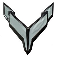 2020-2023 C8 Corvette Front Flag Emblem Full Overlay Set - Gloss Demon Black