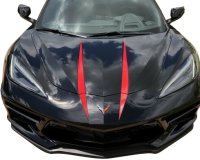 2020-2023 C8 Corvette Hood Stripes Decal - Pair Black Carbon Fiber Z51 Logo