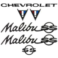 1964-67 Chevrolet Chevelle/Malibu Emblem Kit Black. Sold as a Set