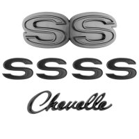 1970-72 Chevrolet Chevelle Emblem Kit Black. Sold as a Set