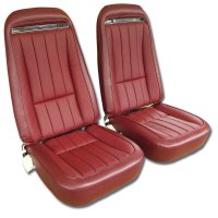 1973-1974 C3 Corvette Mounted Seats Oxblood Vinyl Without Shoulder Harness