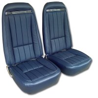 1975 C3 Corvette Mounted Seats Dark Blue Vinyl Without Shoulder Harness