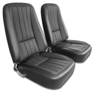 1968 C3 Corvette Mounted Seats Black 100% Leather First Design With Headrest Bracket