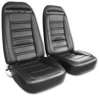 1972 C3 Corvette Mounted Seats Black Leather Vinyl Without Shoulder Harness