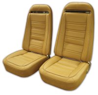 1973-1974 C3 Corvette Mounted Seats Medium Saddle Leather Vinyl Without Shoulder Harness