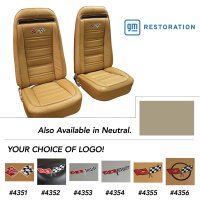 1975 C3 Corvette Embroidered 100% Leather Seat Covers - Neutral