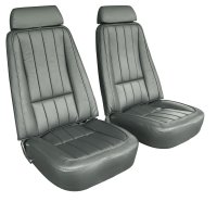 1969 C3 Corvette Mounted Seats Gunmetal "Leather-Like" Vinyl Without Headrest Bracket