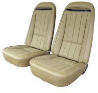 1972 C3 Corvette Mounted Seats Light Saddle "Leather-Like" Vinyl With Shoulder Harness