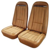 1973 C3 Corvette Mounted Seats Dark Saddle "Leather-Like" Vinyl With Shoulder Harness