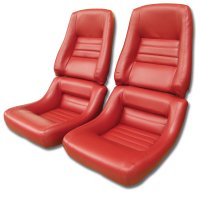 1979-1981 C3 Corvette Mounted "Leather-Like" Vinyl Seat Covers Red 4" Bolster