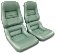 1982 C3 Corvette Mounted Leather Seat Covers Silvergreen 100%-Leather 2" Bolster