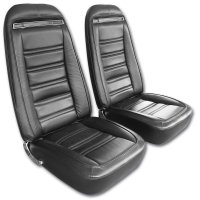 1975 C3 Corvette Mounted Seats Driver Black Leather Vinyl With Shoulder Harness