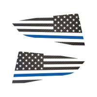 2014-2019 C7 Corvette Quarter Window Flag Decal - Blk Carbon Fiber Texturd - Std USA Flag W/Blu S...