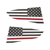 2014-2019 C7 Corvette Quarter Window Flag Decal - Blk Carbon Fiber Texturd - Std USA Flag W/Red S...