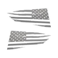 2014-2019 C7 Corvette Quarter Window Flag Decal - Silver Carbon Fiber Textured - Distressed USA F...