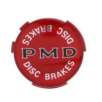 Pontiac Wheel Cover 2-7/16" Diameter Red Background 'Disk Brakes' Emblem, Each