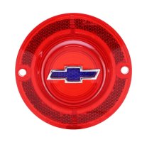 1962 Full-Size Chevrolet Red Tail Light Lens with Blue Bowtie Trim Included Each