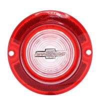 1963 Full-Size Chevrolet Red Back Up Light Lens with Clear Bowtie, Sold as Each