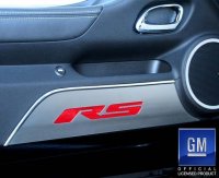 2010-2015 Camaro RS - Door Panel Kick Plates w/RS Inlay 2Pc | Brushed Stainless