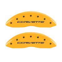 2014-2019 C7 Corvette Yellow Powder Coat Caliper Covers with Corvette Logo