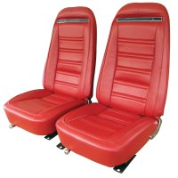 Leather Seat Covers Red Leather/Vinyl Original For 1972 Corvette