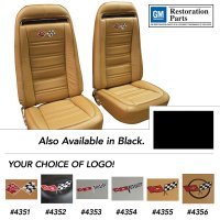 Embroidered OE Seat Covers Leather/Vinyl Black For 1973-1974 Corvette