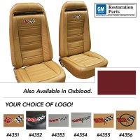 Embroidered OE Style Seat Covers Oxblood Leather/Vinyl For 1975 Corvette