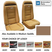 Embroidered OE Seat Covers Med Saddle Leather/Vinyl For 1975 Corvette