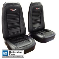 Embroidered OE Seat Covers Black Leather/Vinyl For 1976-1978 Corvette