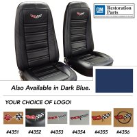 Embroidered OE Style Seat Covers Dark Blue Leather/Vinyl For 1978 Corvette