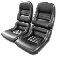 423320 Mounted Leather Seat Covers Black 100%-Leather 2" Bols For 79-81 Corvette