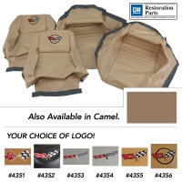 419958E Embroidered OE Style Seat Covers Camel Leather/Vinyl w/ 2" Bolster For 81-82 Corvette