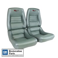 Embroidered OE Style Seat Covers Silvergreen Leather/Vinyl w/ 4" Bolster For 82 Corvette