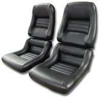 Mounted Leathr Seat Covers Charcoal Lthr/Vnyl Original 2" Bolstr For 82 Corvette