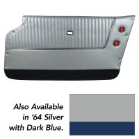 Door Panels Silver W/Dk Blue rpet Convertible W/Trim For 1964 Corvette