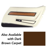 Door Panel White Deluxe W/Dk Brown And Teak Insert RH For 76 Corvette