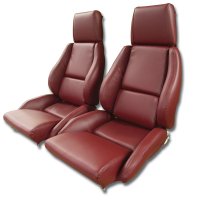 468427 OE Style 100% Leather Standard Seat Covers W/O Perforated Inserts Red For 84-85 Corvette