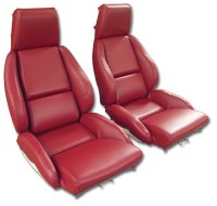 468475 OE Style 100% Leather Standard Seat Covers W/O Perforated Inserts Red For 86-88 Corvette