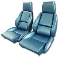 468974 OE Style Leather-Like Sport Seat Covers W/O Perforated Inserts Blue For 86-88 Corvette