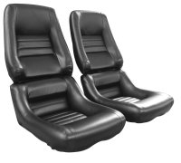 481220 Driver Leather Seat Covers Black Leather/Vinyl 2" Bols For 79-82 Corvette