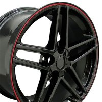 C6 Z06 Wheel - Black Red Band 17X9-5 For 1988-2004 Corvette