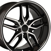 C7 Z51 Style Deep Dish Wheel Repli Satin Black Machined Face 18x105 For 1988-04 Corvette