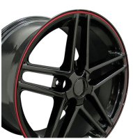 C6 Z06 Wheel - Black Red Band 19x10 For 2005-2013 Corvette