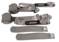 Seat Belts- Chrome Push Button - Gray For 1964-1973 Ford Mustang