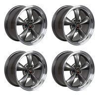 Wheel Set 17" Bullitt Style 5 Lug Anthracite Machined Lip 8" For 1979-04 Mustang