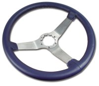 Steering Wheel Dark Blue Leather Satin Spokes For 1977 Corvette