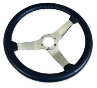 Steering Wheel Dark Blue Leather Chrome Spokes For 1982 Corvette