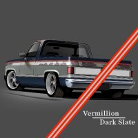 1981-91 GM Full-Size Truck 2-Tone Paint Break Stripe Kit, Vermillion/Light Slate