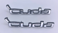 1970-1974 Plymouth Cuda Door Panel Emblems - Pair with Polished Finish & Black Edges